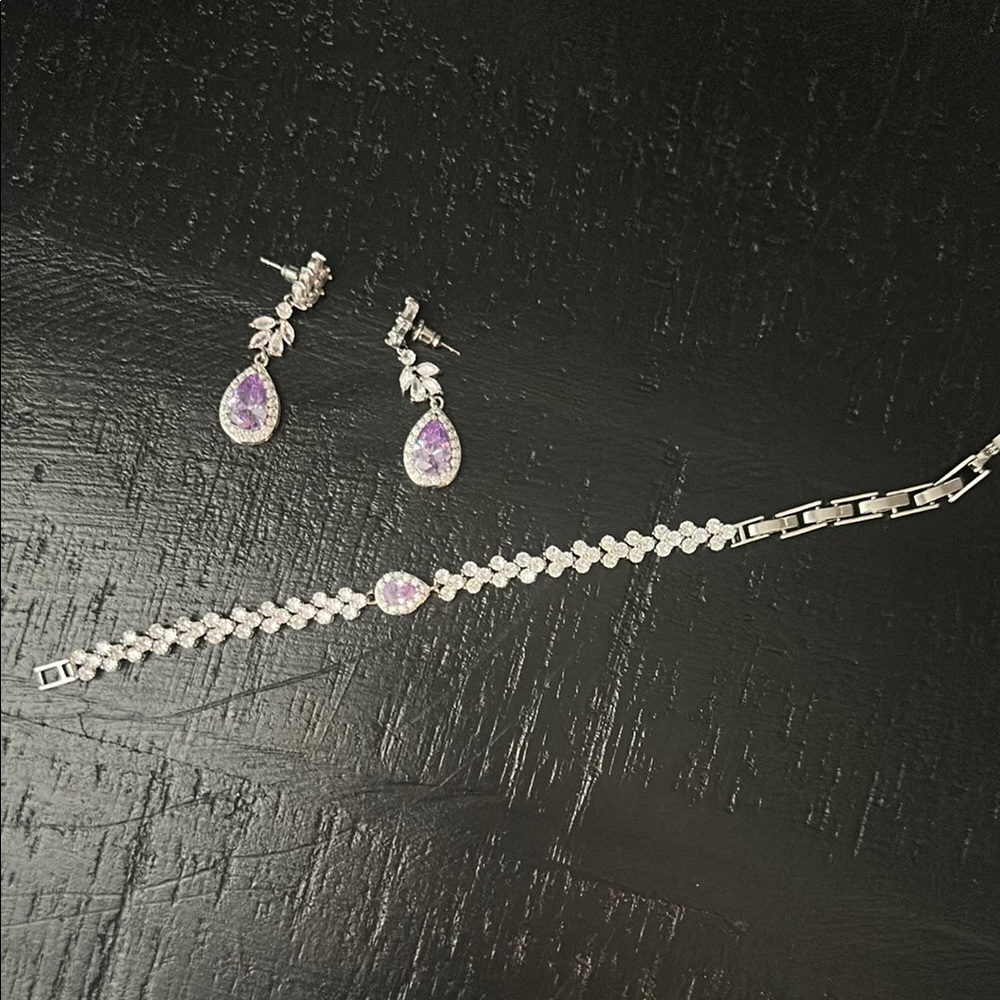 Elegant Silver and Purple Jewelry Set